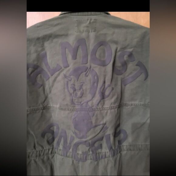 NWT SPIRIT JERSEY “Almost Angels” green canvas jacket 🔥 unisex 🔥 oversized - Picture 5 of 14